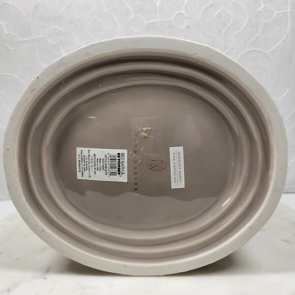 Barbara Barry Poetical Fine Porcelain Wastebasket Trash Can Vase Taupe - Picture 10 of 12